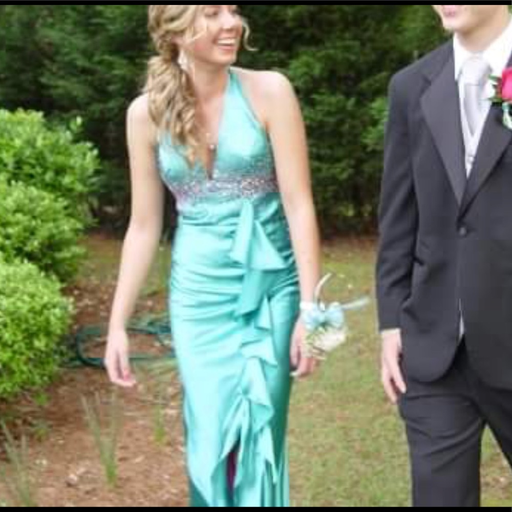 Turquoise mermaid style prom/pageant dress